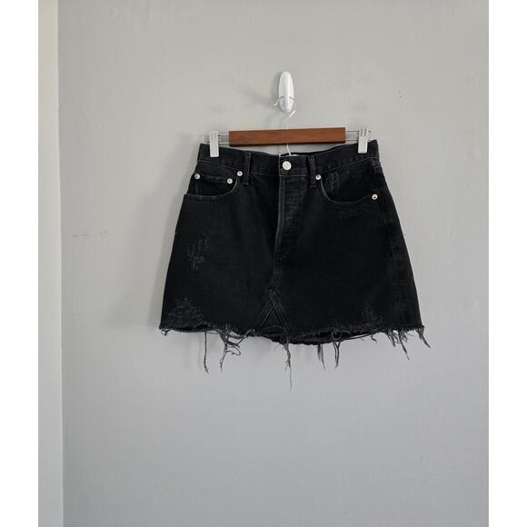 Agolde Black Denim Mini Skirt - Picture 1 of 3